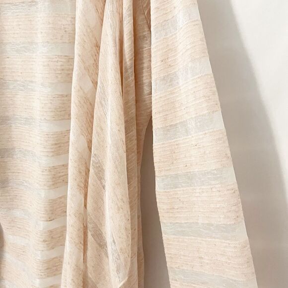 Vine Street pink Striped Semi Sheer Asymmetric Open Front Cardigan Size M - Picture 2 of 6